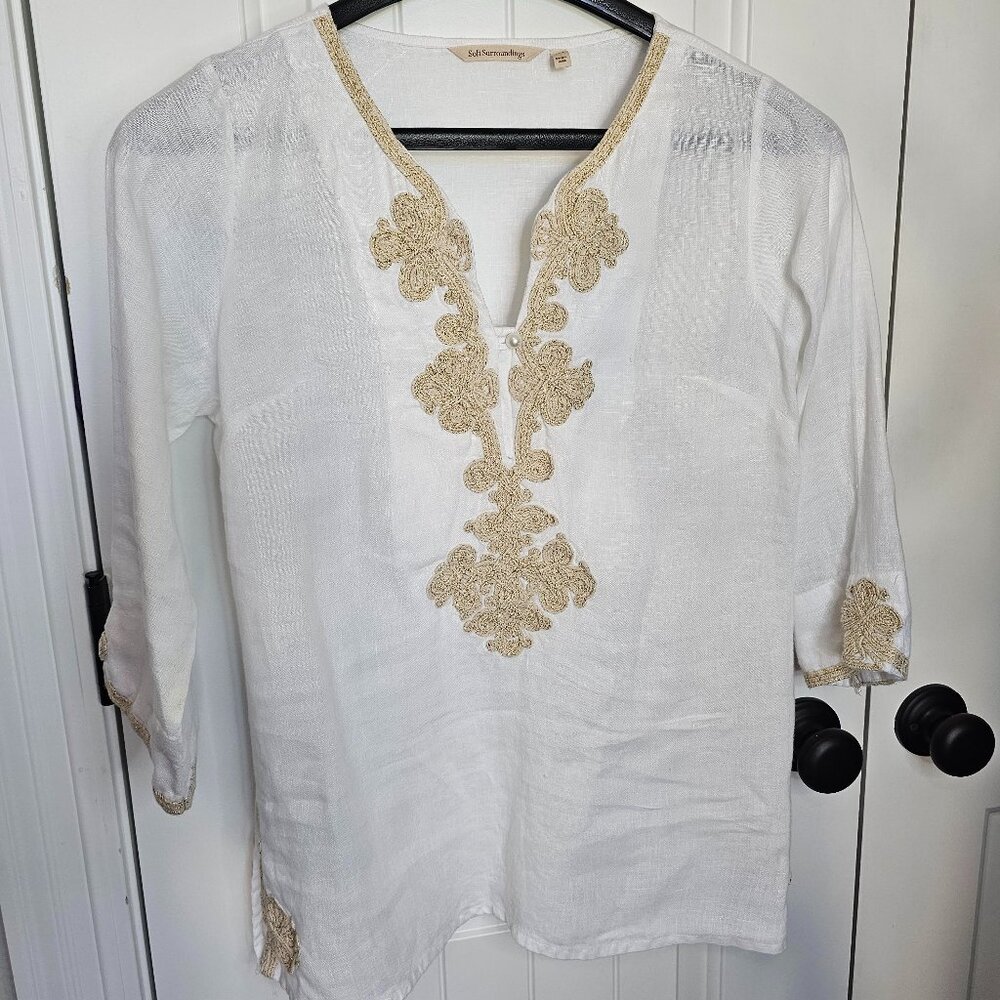 Soft Surroundings white linen Women's tunic PXS